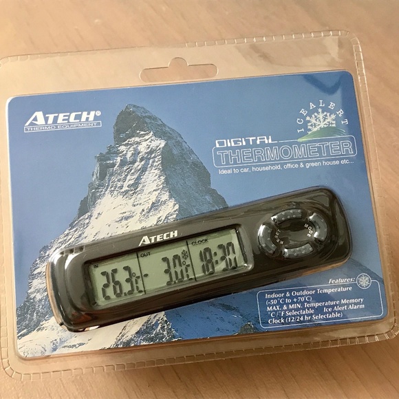 ‼️$5 Add-on‼️ ATech Digital Indoor Outdoor Clock Car Thermometer - Picture 1 of 3
